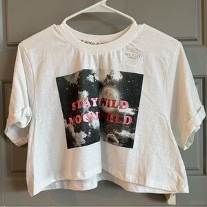 White Graphic Crop Top